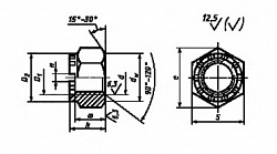 ГОСТ 10606-72 Гайки шестигранные корончатые с диаметром резьбы свыше 48 мм (класс точности В)